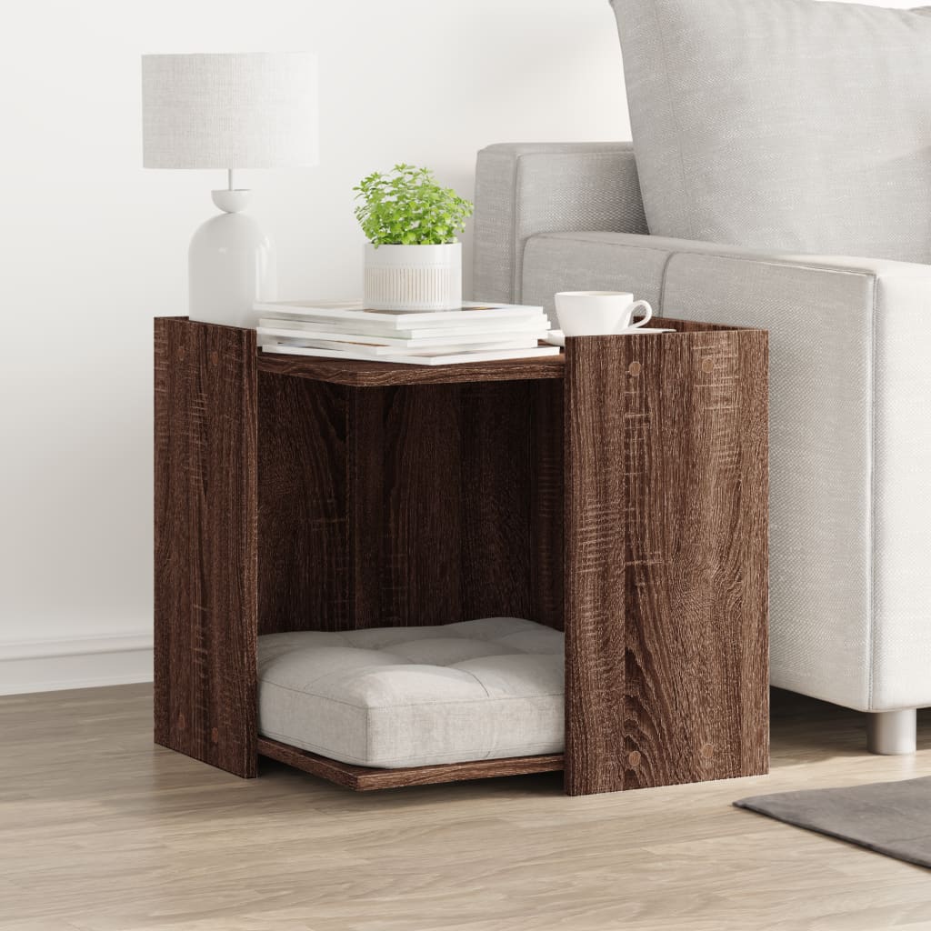 Cat Litter Box Enclosure Brown Oak 53x53x51 cm Engineered Wood
