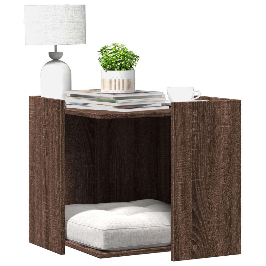 Cat Litter Box Enclosure Brown Oak 53x53x51 cm Engineered Wood