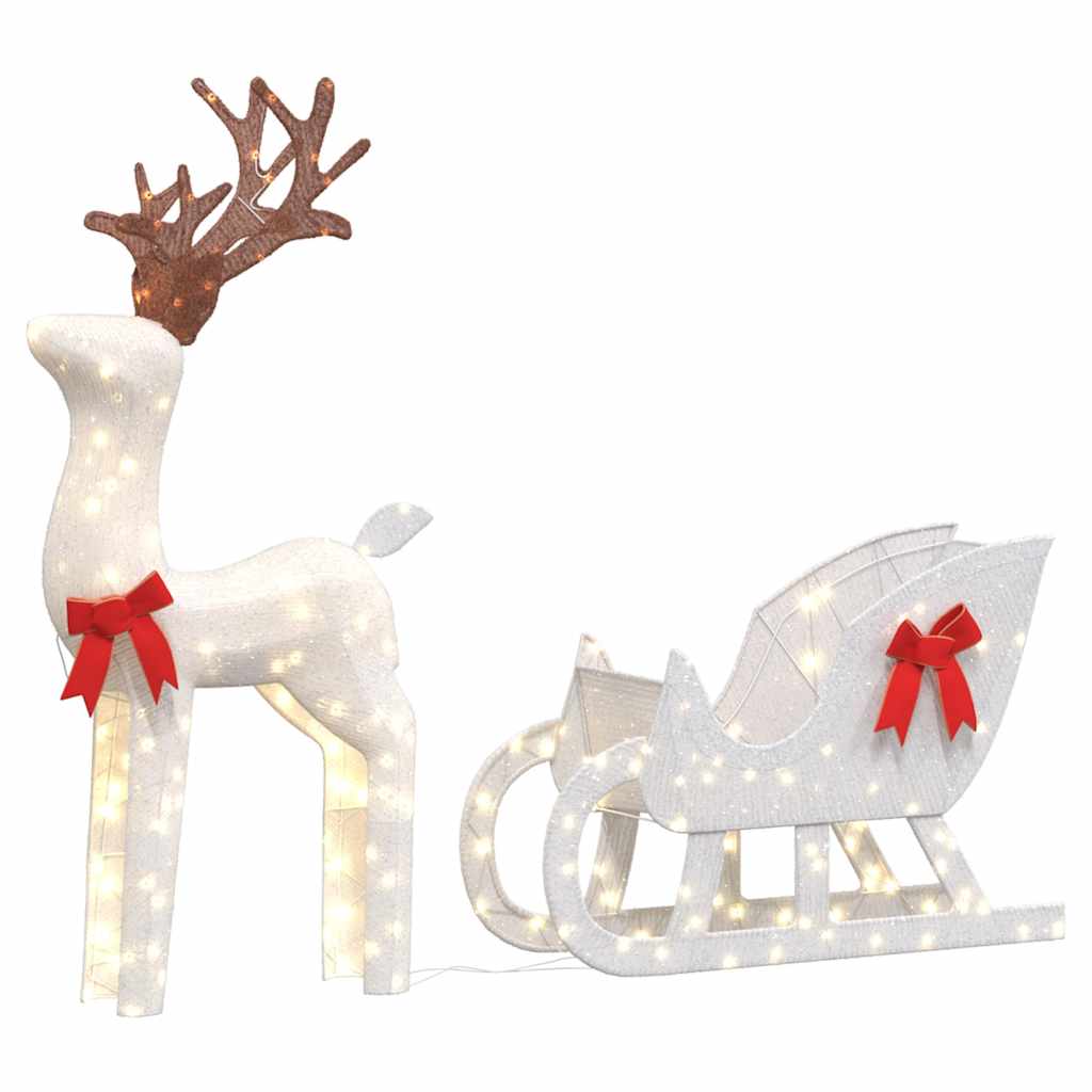 Christmas Decoration Reindeer and Sleigh 100 LEDs Cold White