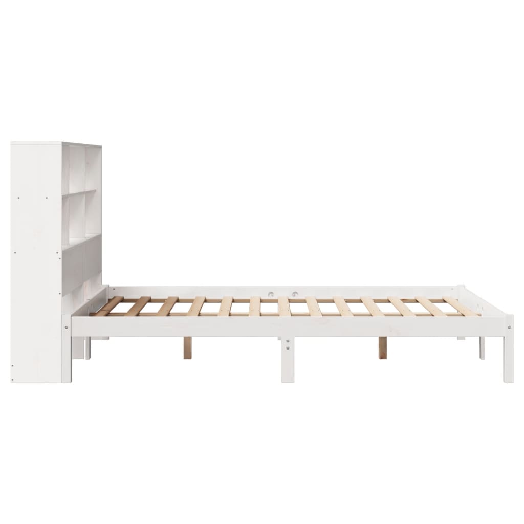 Bookcase Bed without Mattress White 160x200 cm Solid Wood Pine