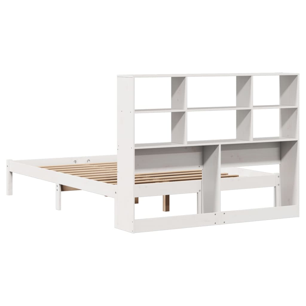 Bookcase Bed without Mattress White 160x200 cm Solid Wood Pine