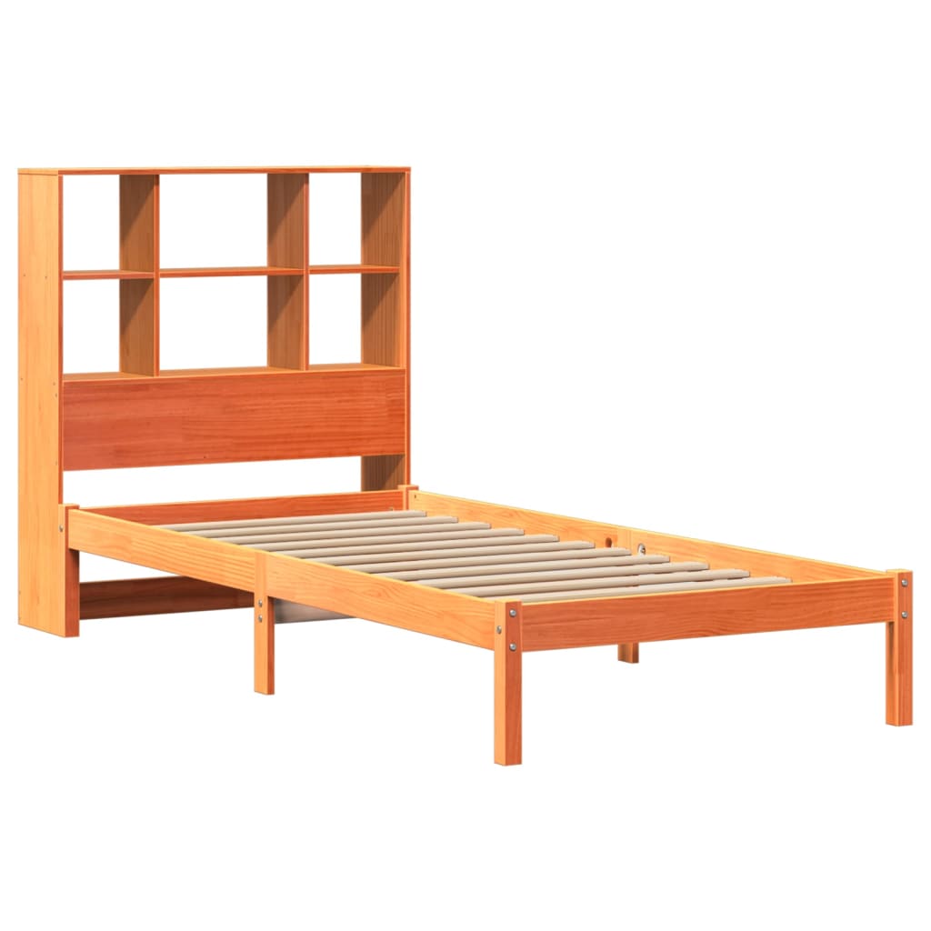 Bookcase Bed without Mattress Wax Brown 90x200 cm Solid Wood Pine