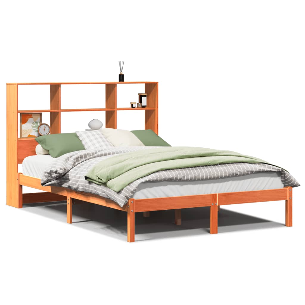Bookcase Bed without Mattress Wax Brown 160x200 cm Solid Wood Pine