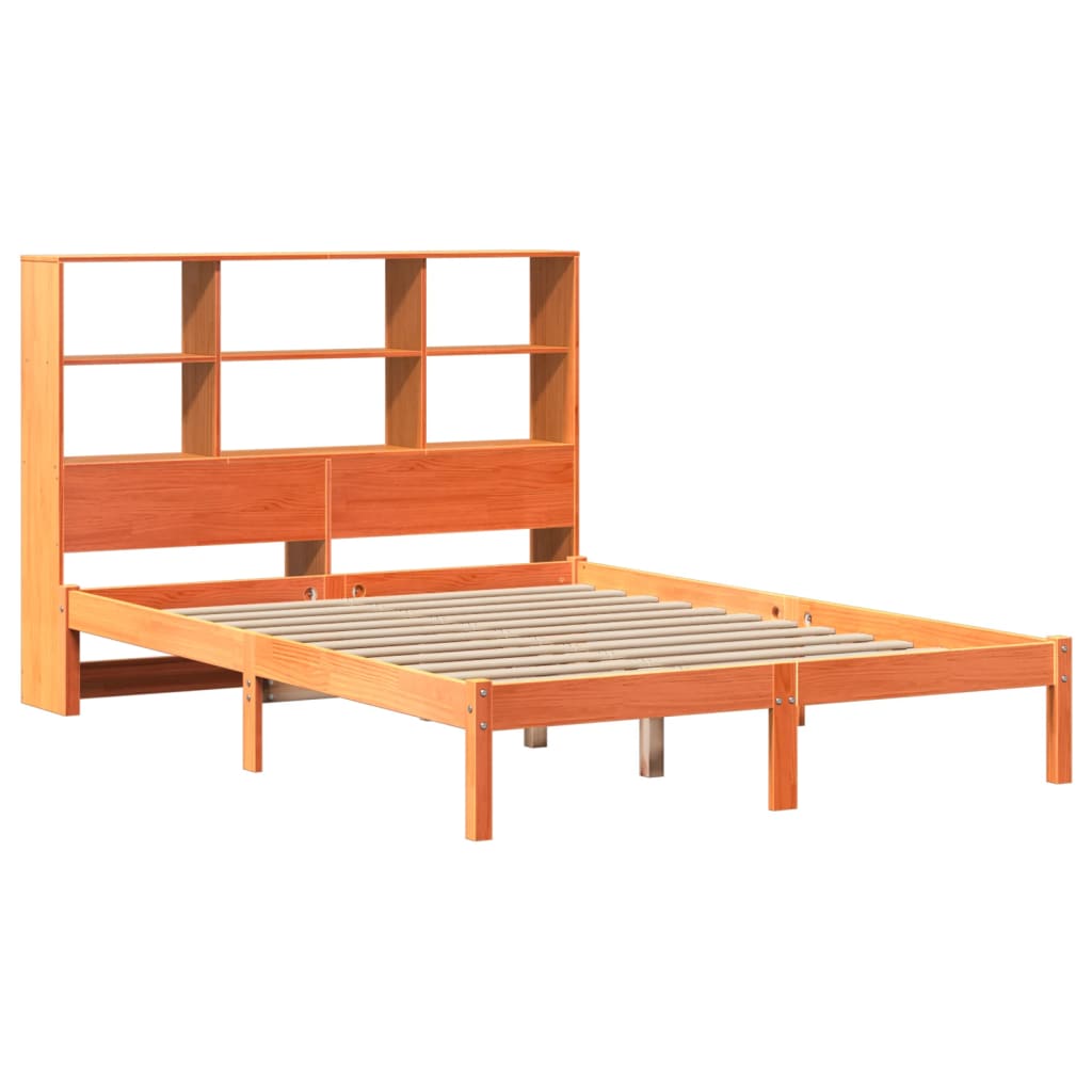Bookcase Bed without Mattress Wax Brown 160x200 cm Solid Wood Pine
