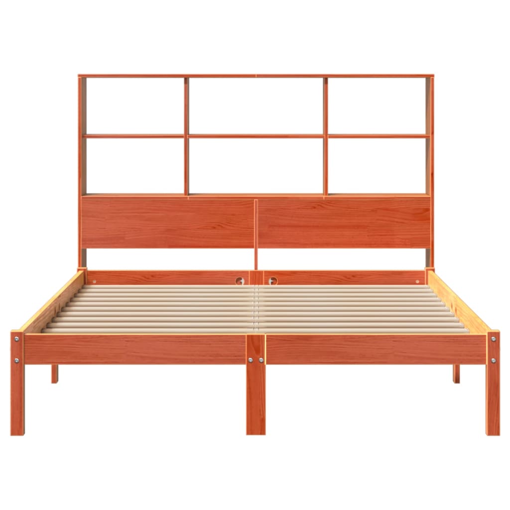 Bookcase Bed without Mattress Wax Brown 160x200 cm Solid Wood Pine