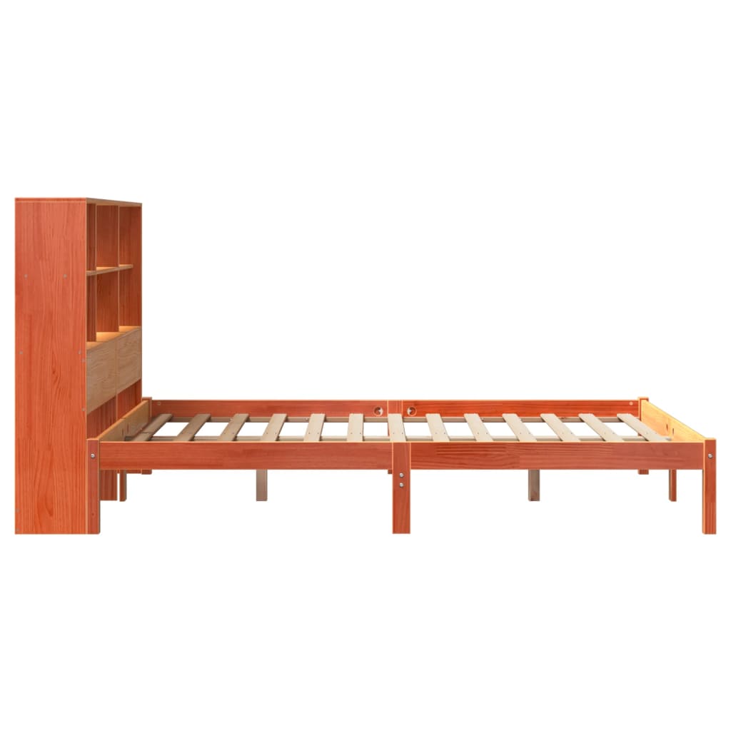 Bookcase Bed without Mattress Wax Brown 160x200 cm Solid Wood Pine