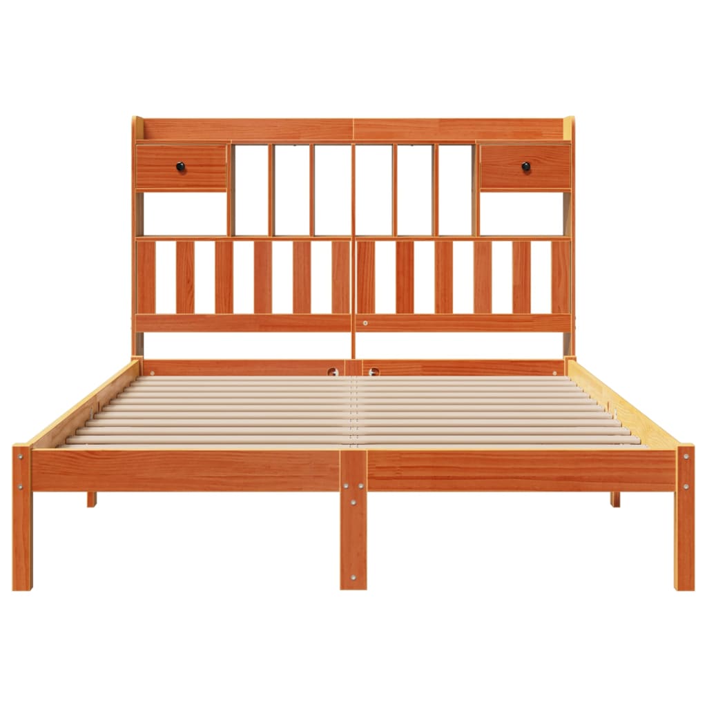 Bookcase Bed without Mattress Wax Brown 160x200 cm Solid Wood Pine