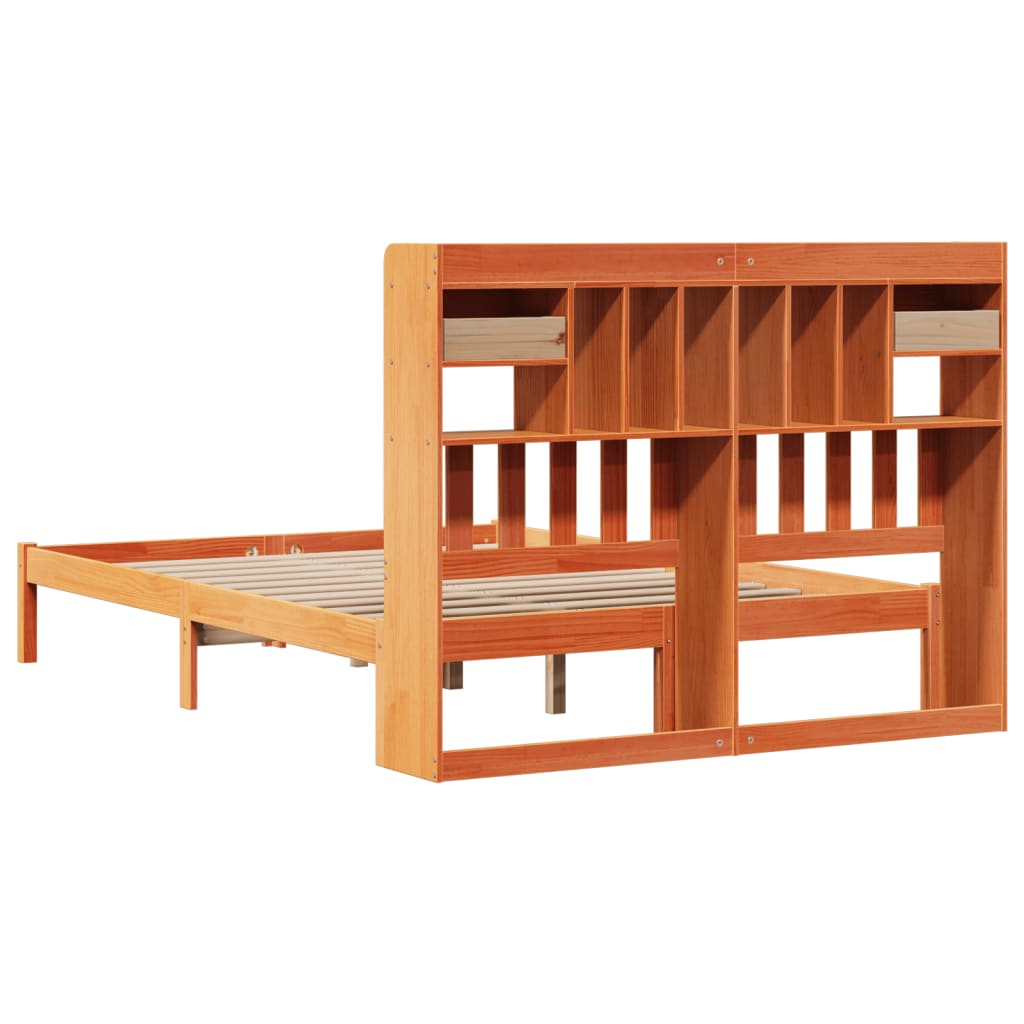 Bookcase Bed without Mattress Wax Brown 160x200 cm Solid Wood Pine