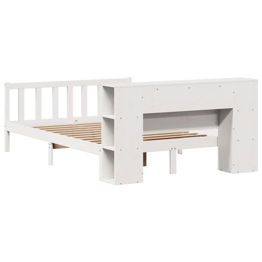 Bookcase Bed without Mattress White 140x190 cm Solid Wood Pine