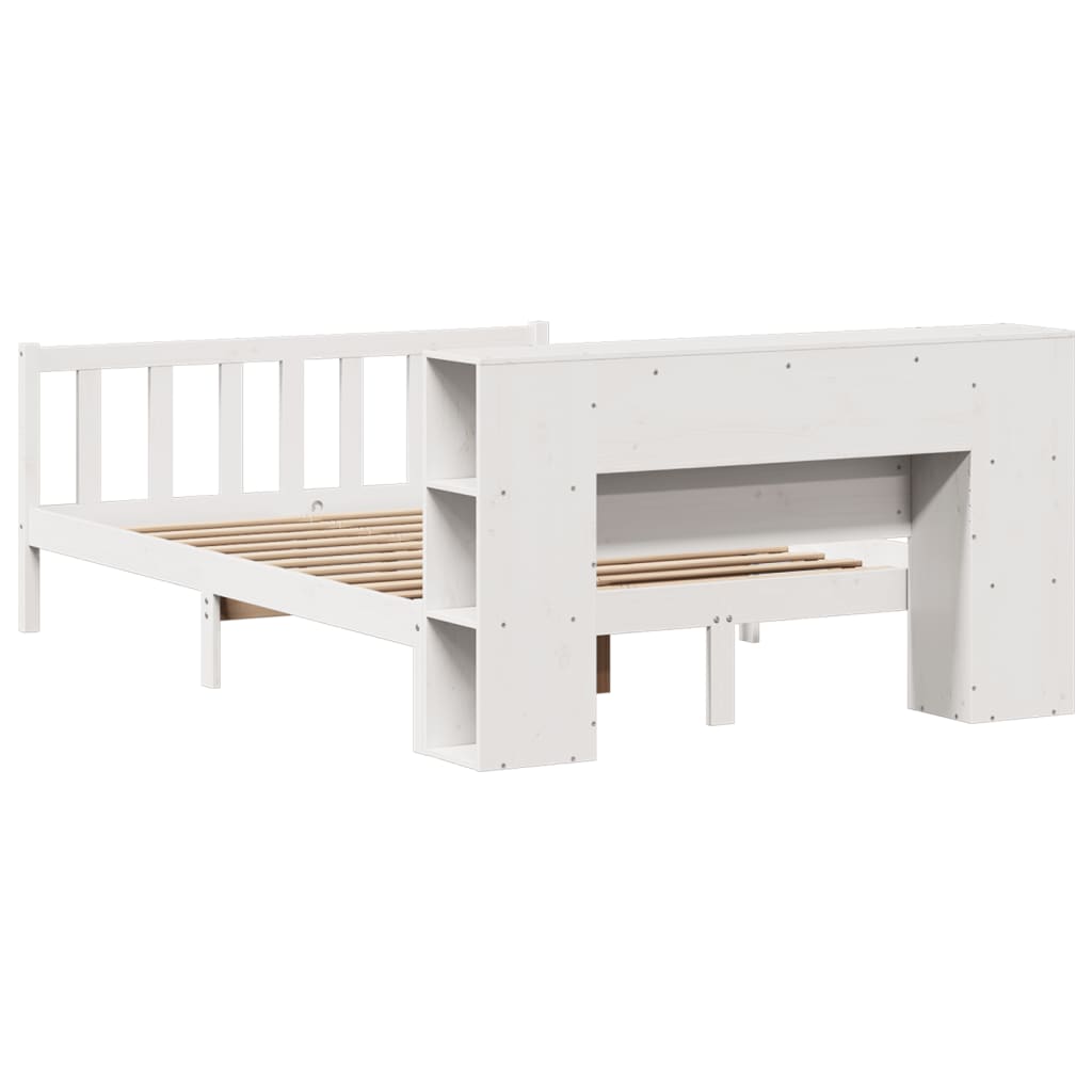 Bookcase Bed without Mattress White 140x200 cm Solid Wood Pine