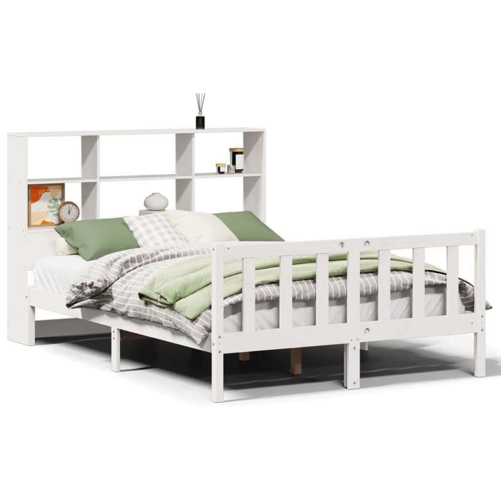 Bookcase Bed without Mattress White 120x200 cm Solid Wood Pine