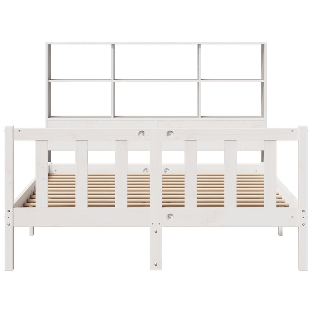 Bookcase Bed without Mattress White 160x200 cm Solid Wood Pine