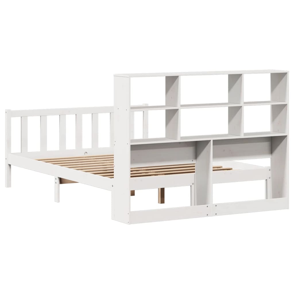 Bookcase Bed without Mattress White 160x200 cm Solid Wood Pine
