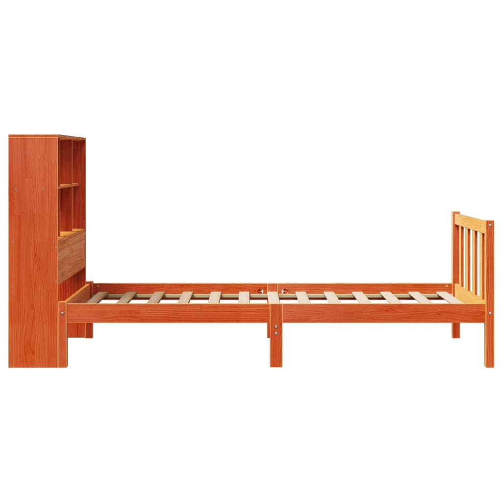 Bookcase Bed without Mattress Wax Brown 90x190 cm Single Solid Wood Pine