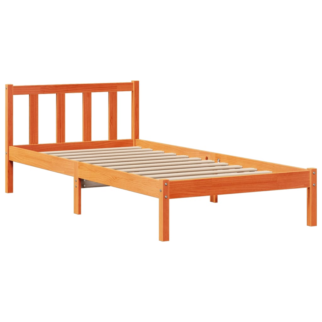 Bookcase Bed without Mattress Wax Brown 90x200 cm Solid Wood Pine
