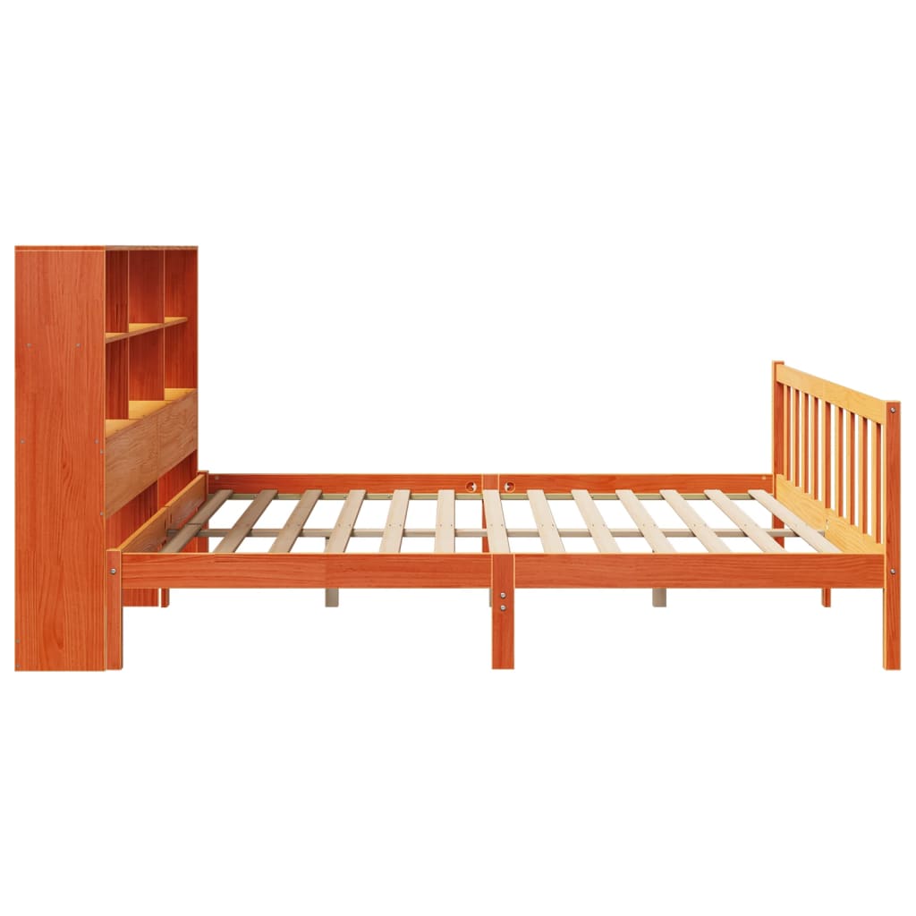 Bookcase Bed without Mattress Wax Brown 200x200 cm Solid Wood Pine