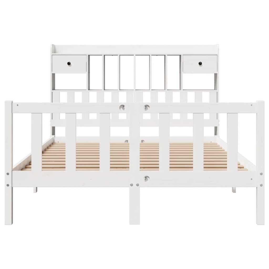 Bookcase Bed without Mattress White 140x190 cm Solid Wood Pine