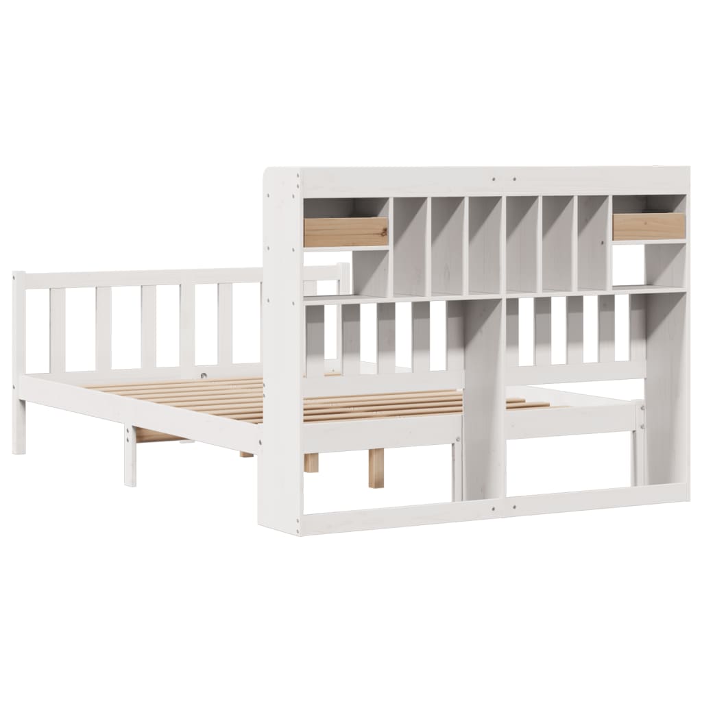 Bookcase Bed without Mattress White 140x190 cm Solid Wood Pine
