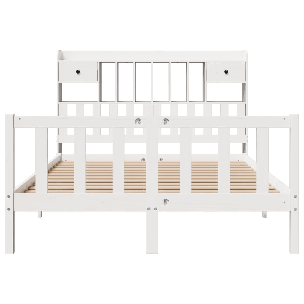 Bookcase Bed without Mattress White 160x200 cm Solid Wood Pine