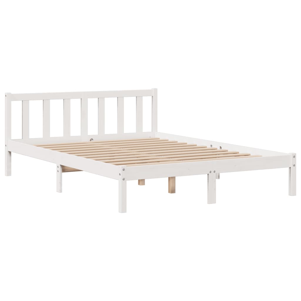 Bookcase Bed without Mattress White 160x200 cm Solid Wood Pine