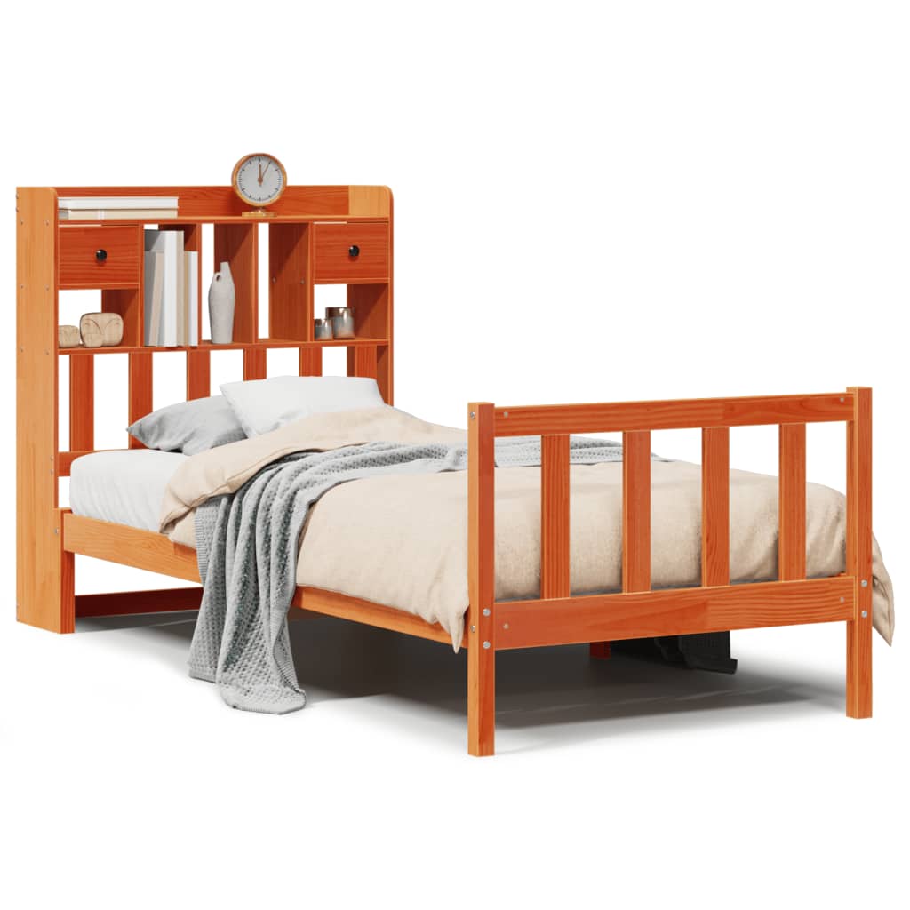 Bookcase Bed without Mattress Wax Brown 75x190 cm Small Single Solid Wood Pine