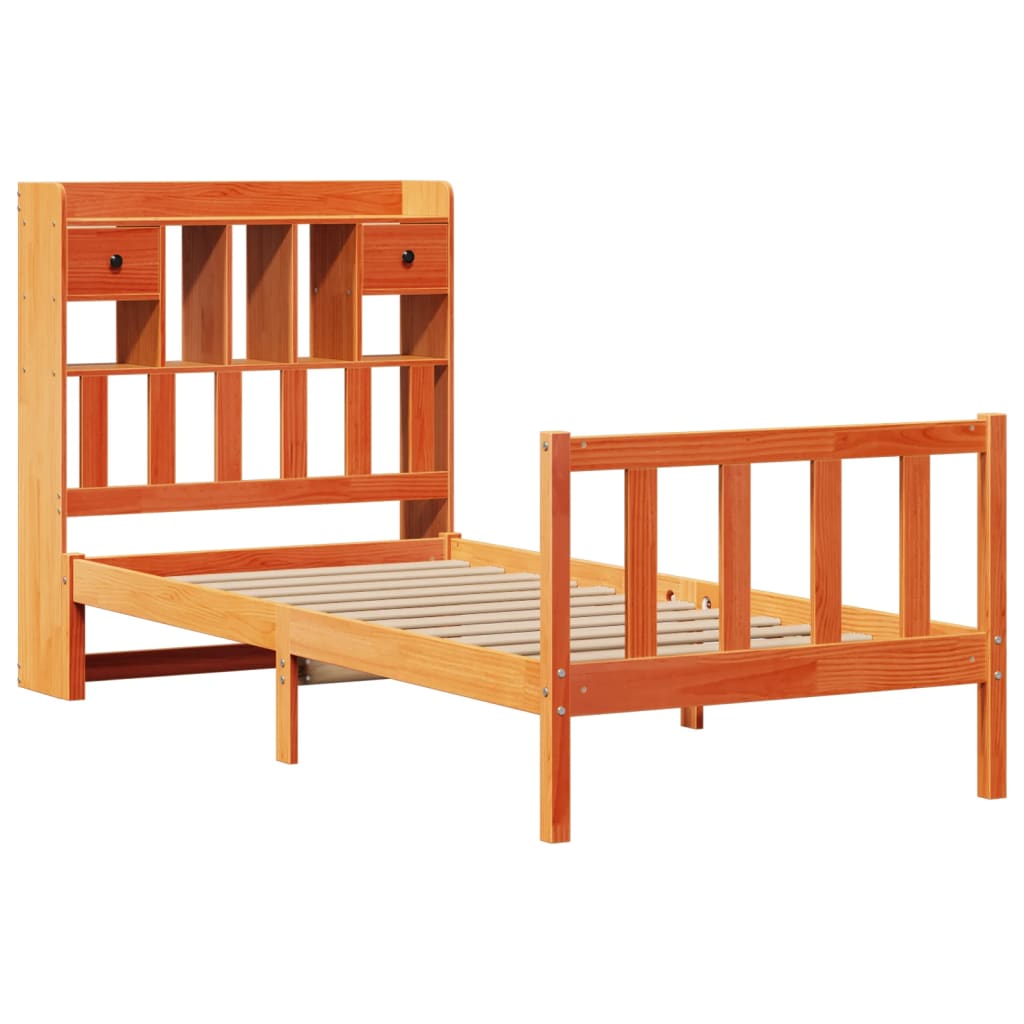 Bookcase Bed without Mattress Wax Brown 75x190 cm Small Single Solid Wood Pine