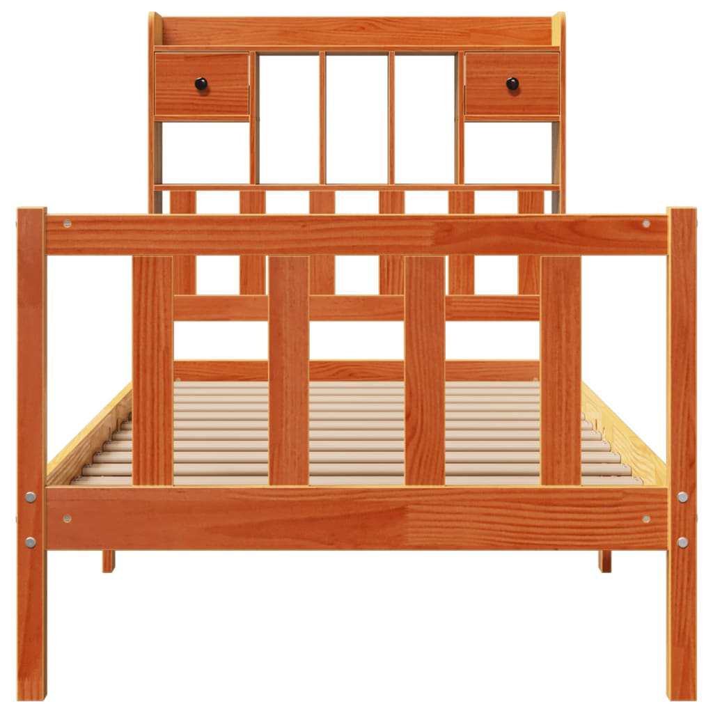Bookcase Bed without Mattress Wax Brown 75x190 cm Small Single Solid Wood Pine