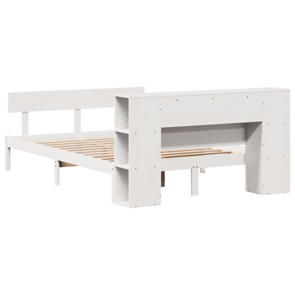 Bookcase Bed without Mattress White 120x190 cm Small Double Solid Wood Pine