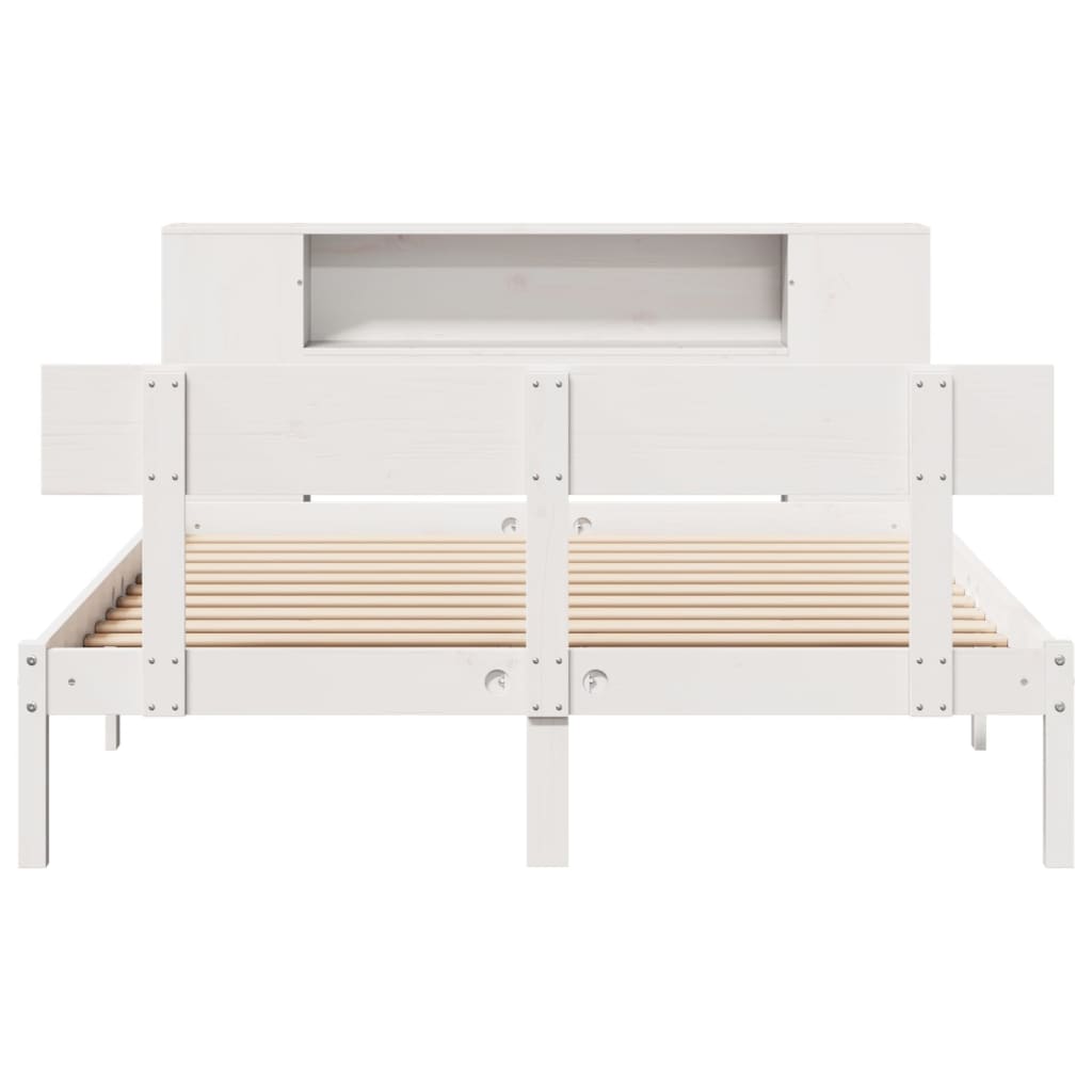 Bookcase Bed without Mattress White 160x200 cm Solid Wood Pine