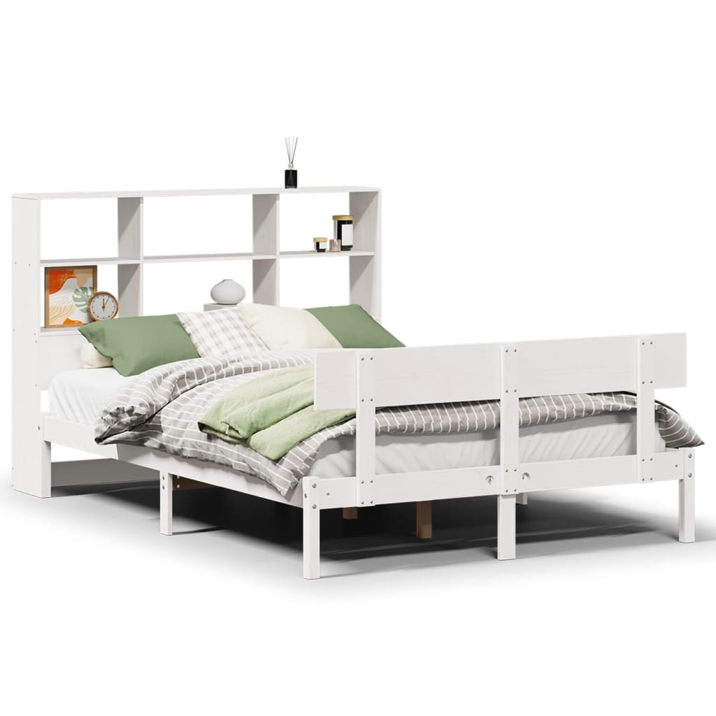 Bookcase Bed without Mattress White 160x200 cm Solid Wood Pine
