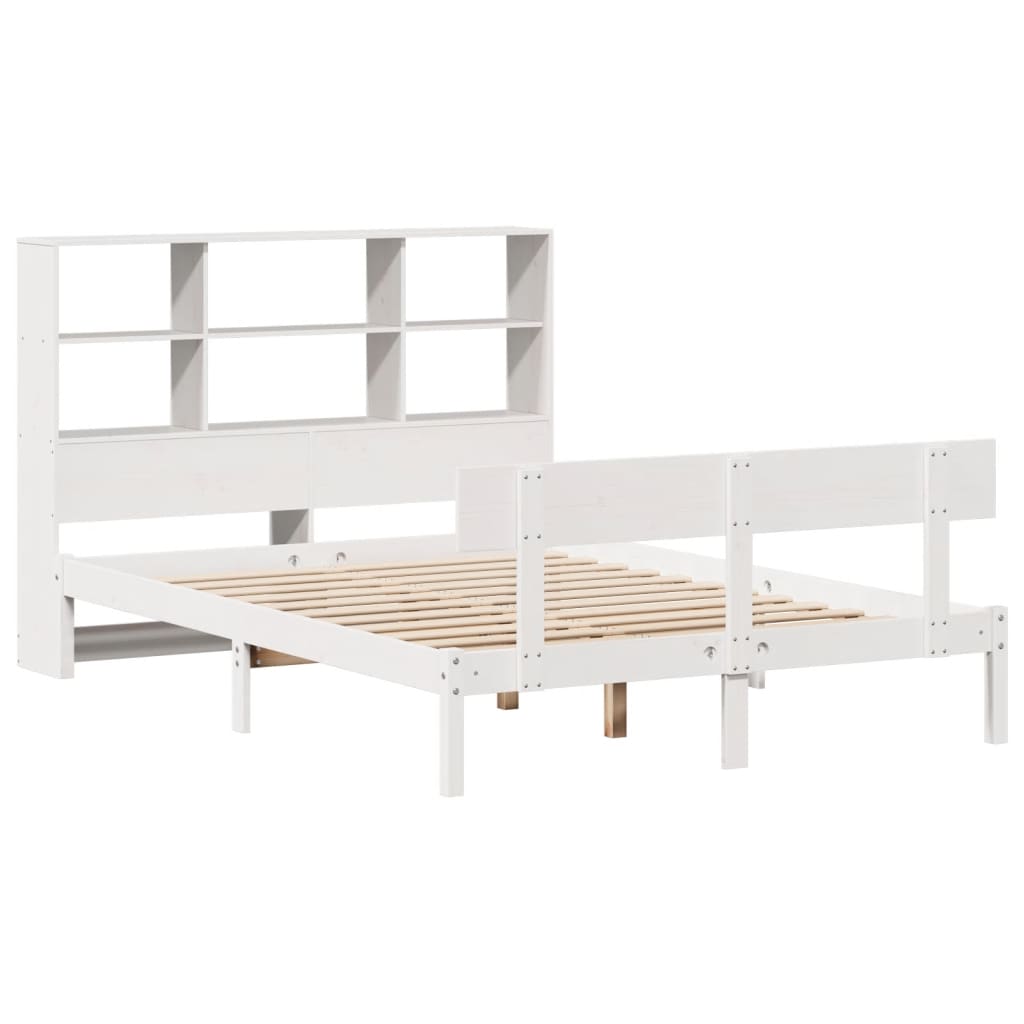 Bookcase Bed without Mattress White 160x200 cm Solid Wood Pine