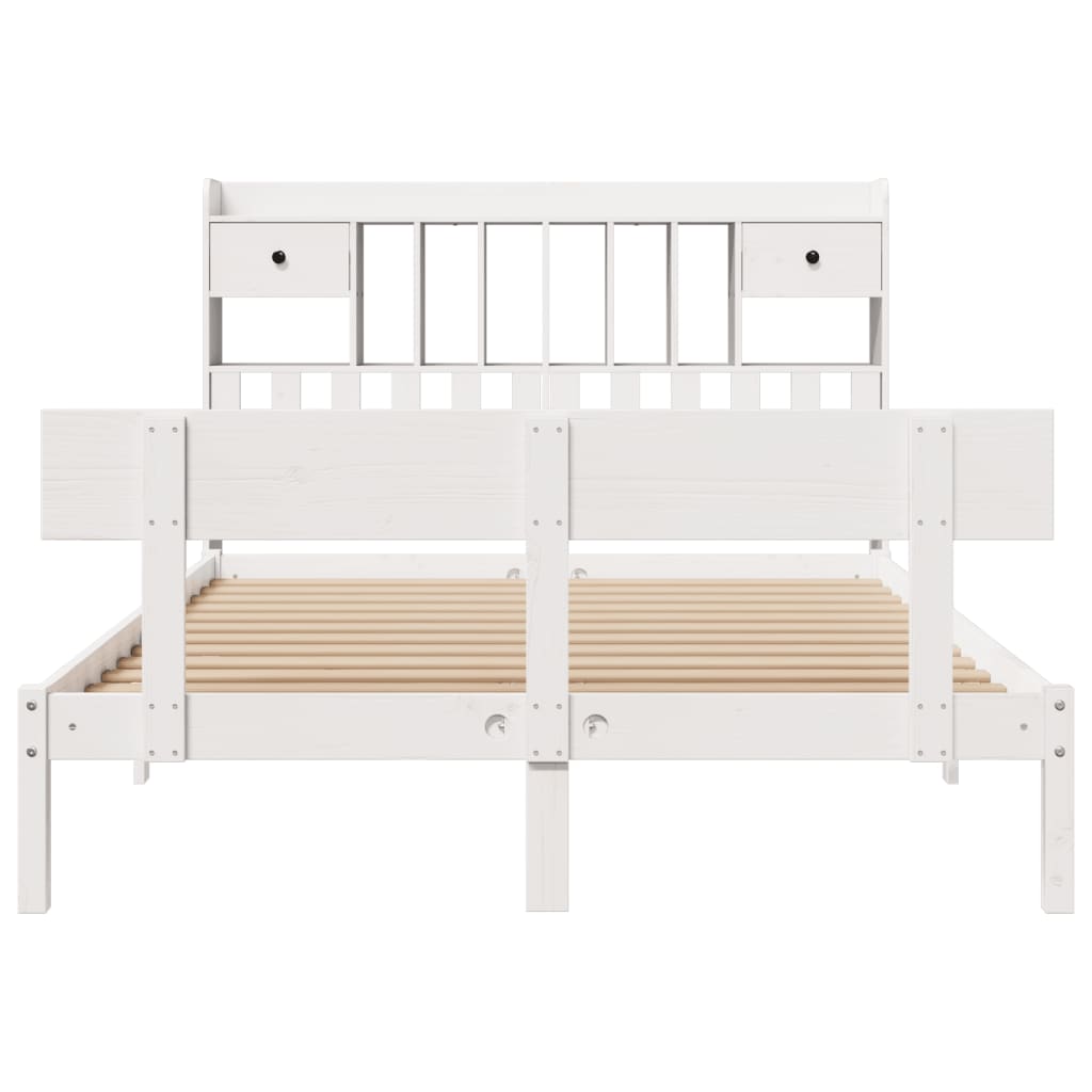 Bookcase Bed without Mattress White 140x190 cm Solid Wood Pine