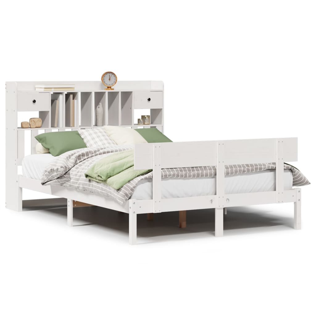 Bookcase Bed without Mattress White 160x200 cm Solid Wood Pine