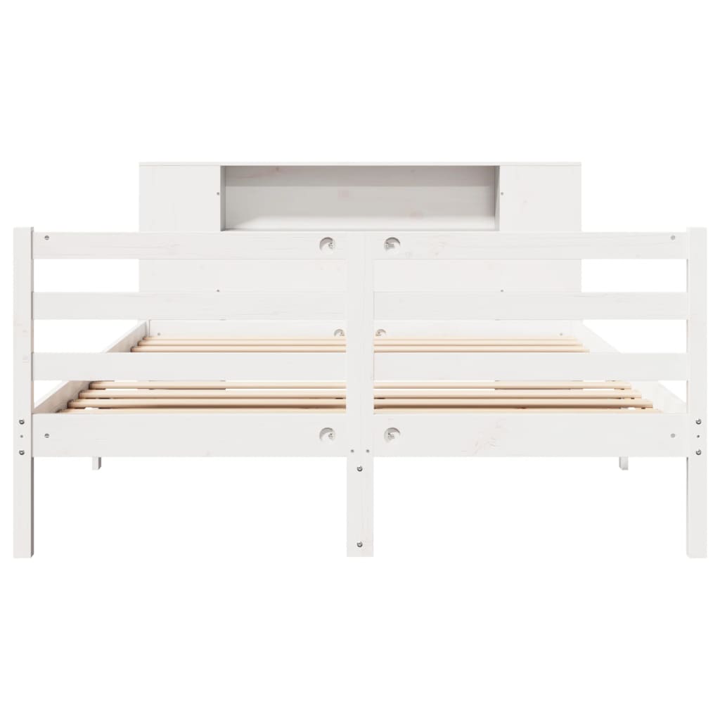 Bookcase Bed without Mattress White 140x190 cm Solid Wood Pine