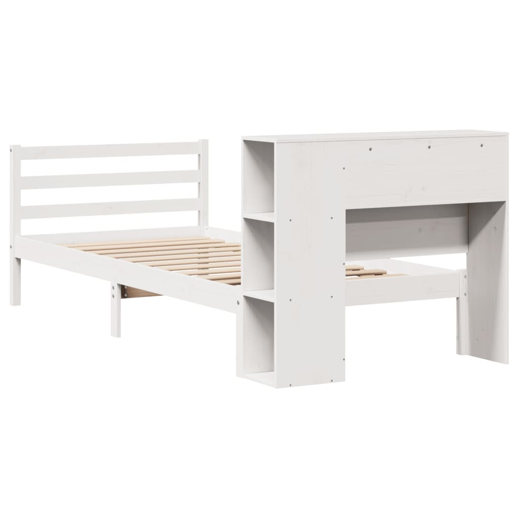 Bookcase Bed without Mattress White 100x200 cm Solid Wood Pine