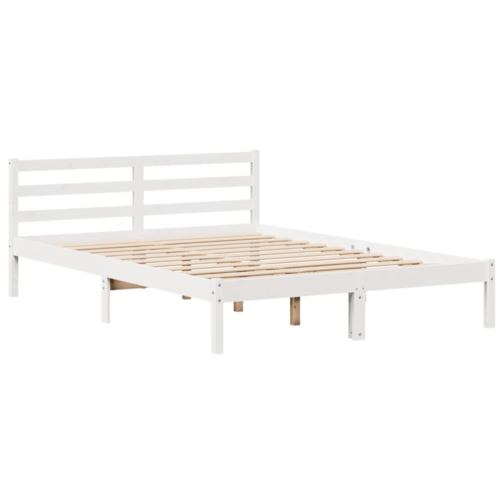 Bookcase Bed without Mattress White 140x190 cm Solid Wood Pine