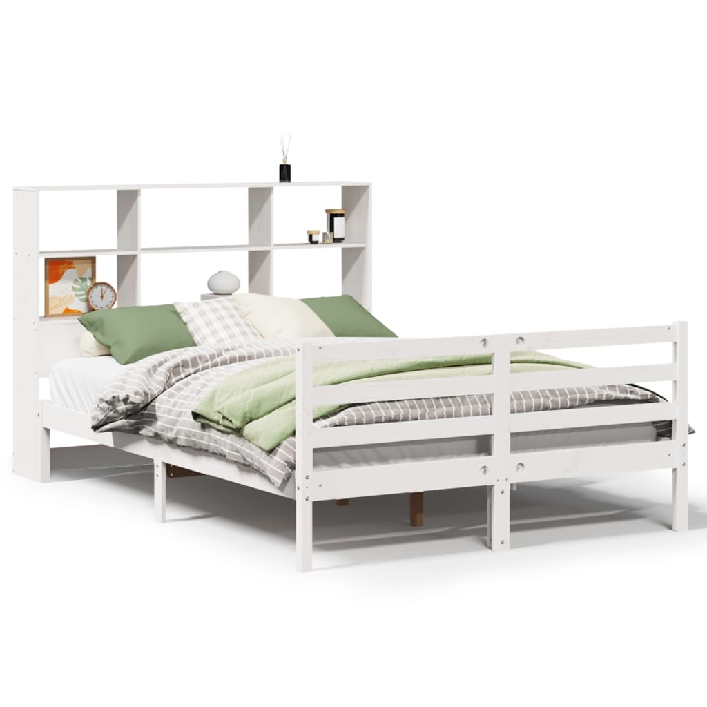 Bookcase Bed without Mattress White 140x200 cm Solid Wood Pine