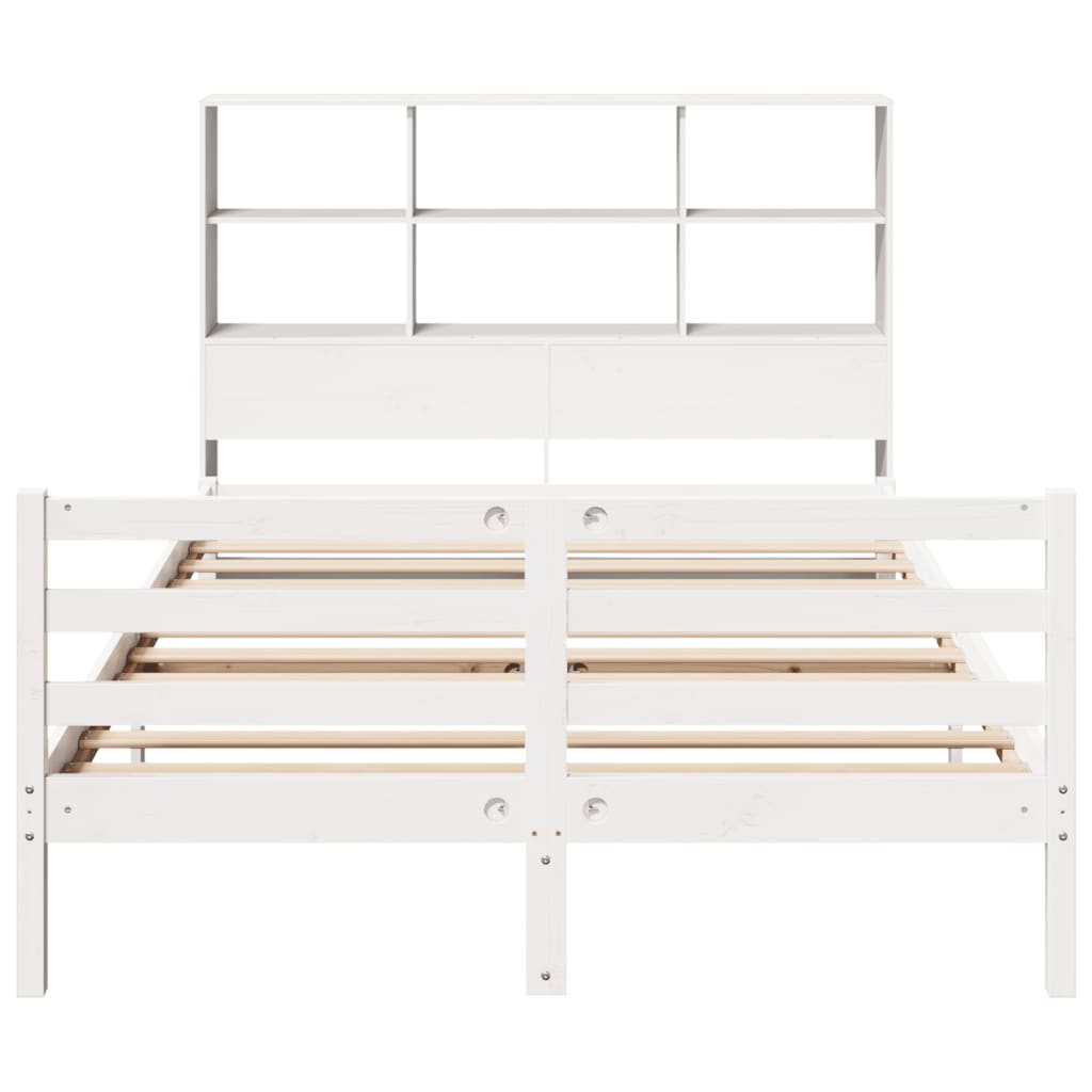 Bookcase Bed without Mattress White 140x200 cm Solid Wood Pine