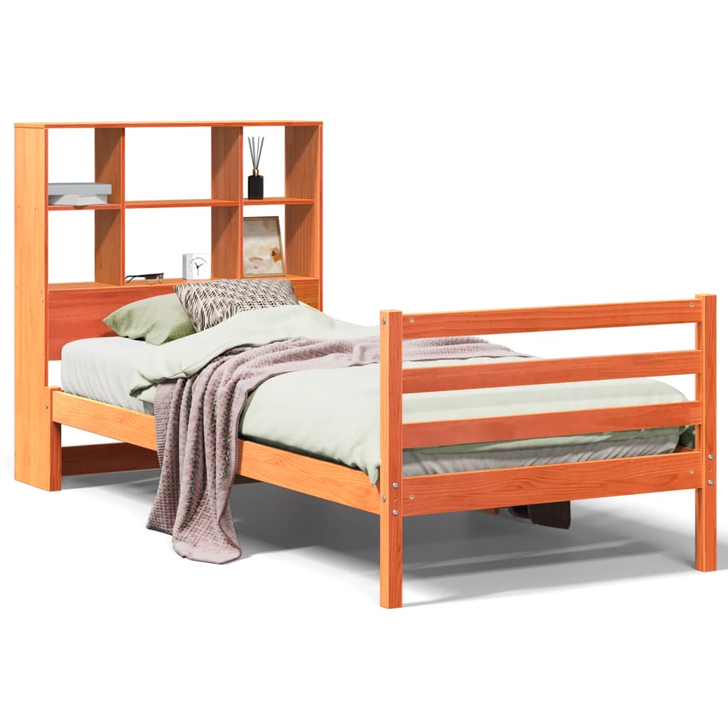 Bookcase Bed without Mattress Wax Brown 75x190 cm Small Single Solid Wood