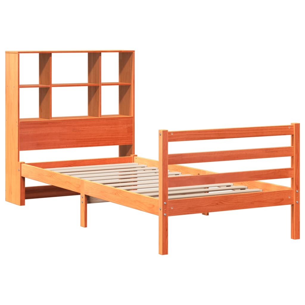 Bookcase Bed without Mattress Wax Brown 90x200 cm Solid Wood