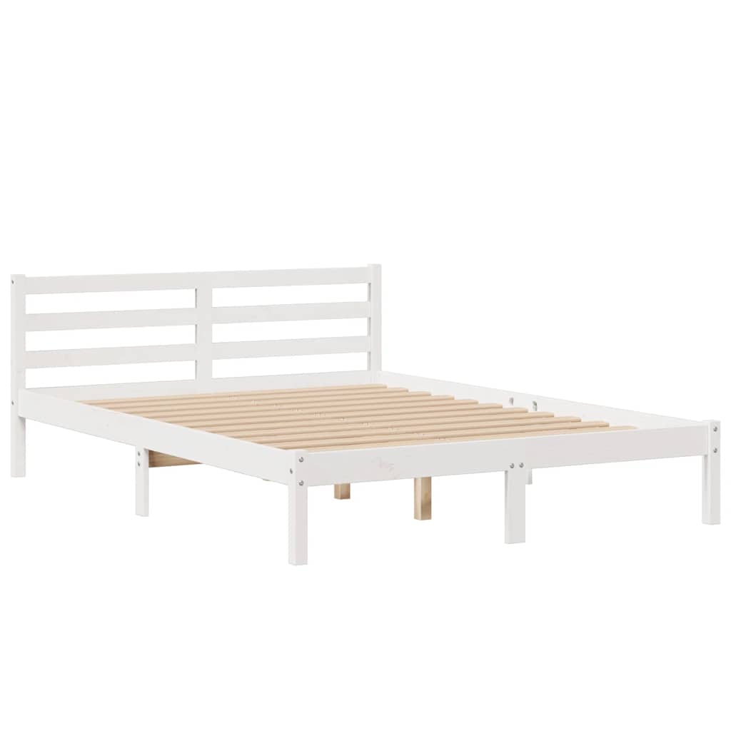 Bookcase Bed without Mattress White 140x190 cm Solid Wood Pine