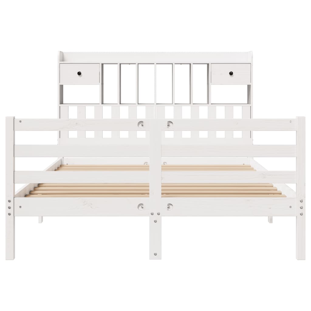 Bookcase Bed without Mattress White 140x200 cm Solid Wood Pine