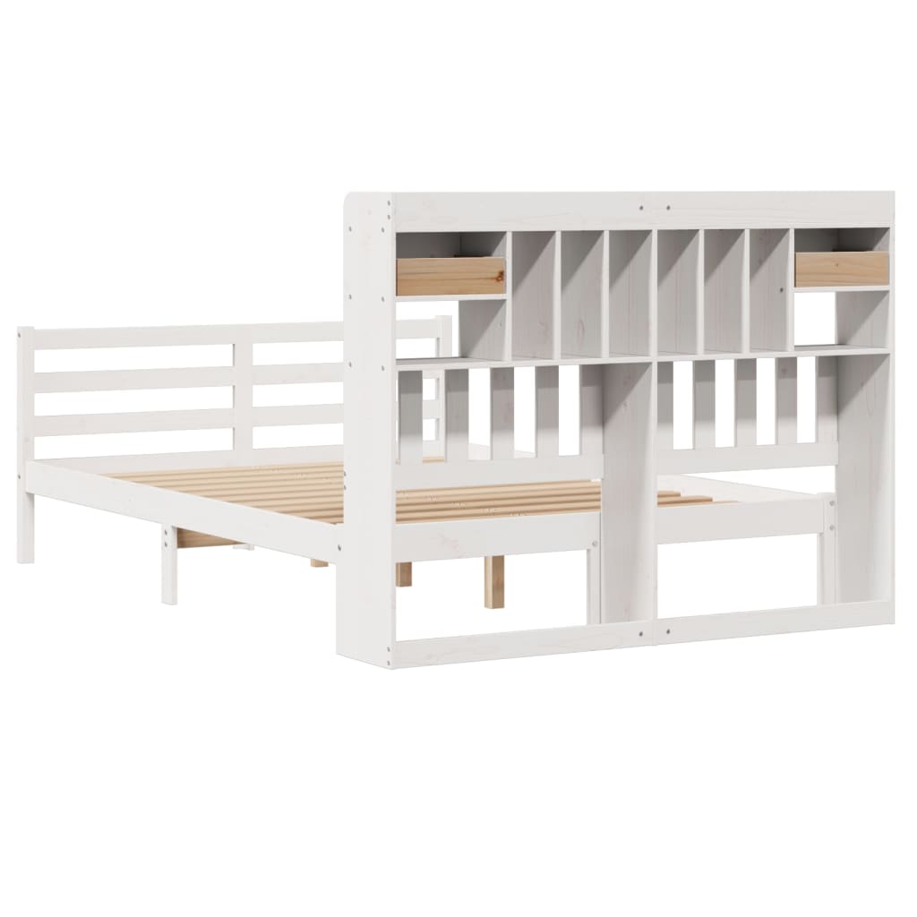 Bookcase Bed without Mattress White 140x200 cm Solid Wood Pine