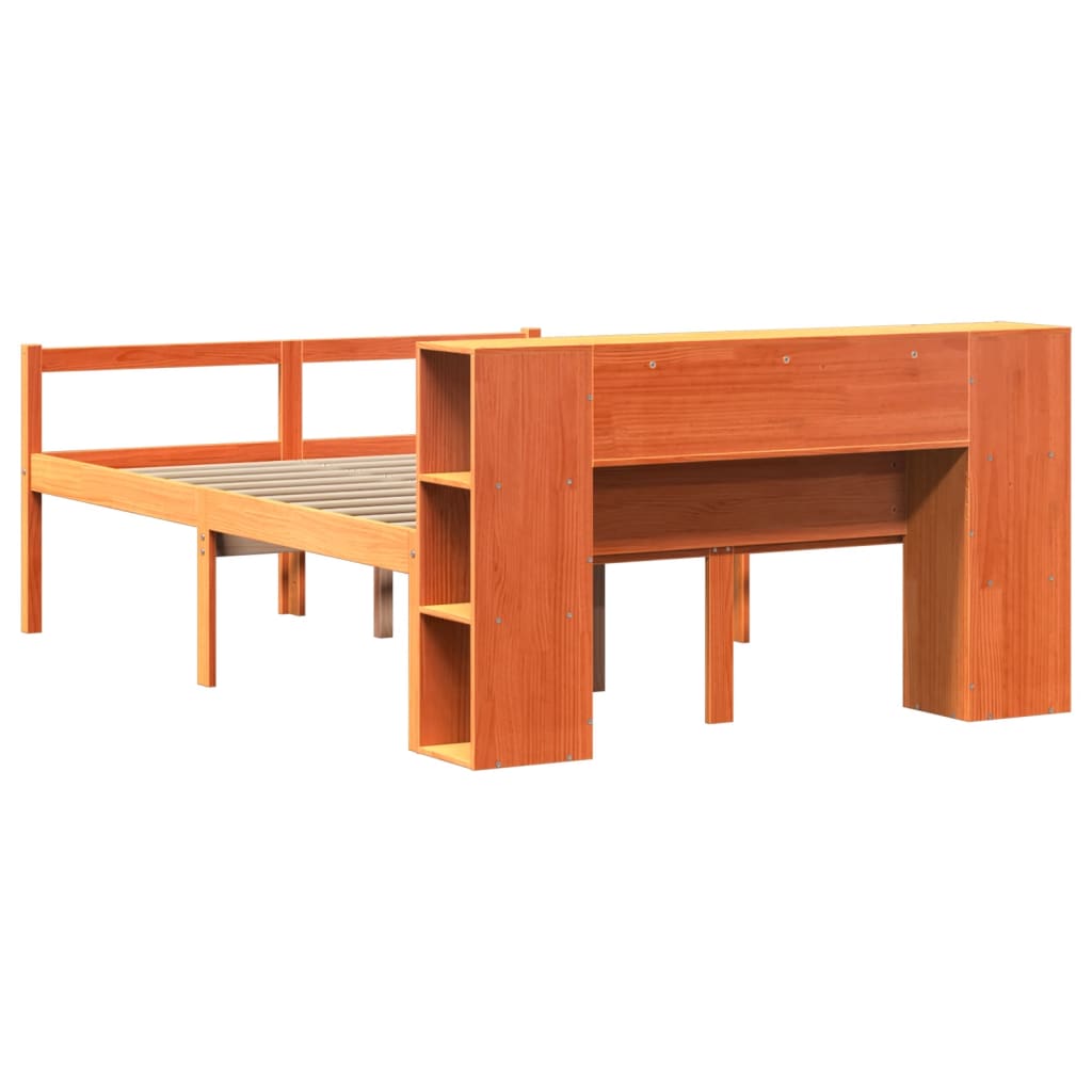 Bookcase Bed without Mattress Wax Brown 160x200 cm Solid Wood