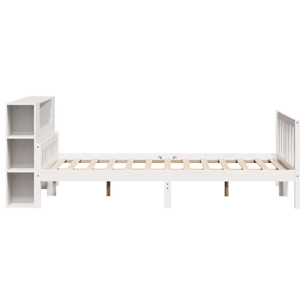Bookcase Bed without Mattress White 160x200 cm Solid Wood Pine
