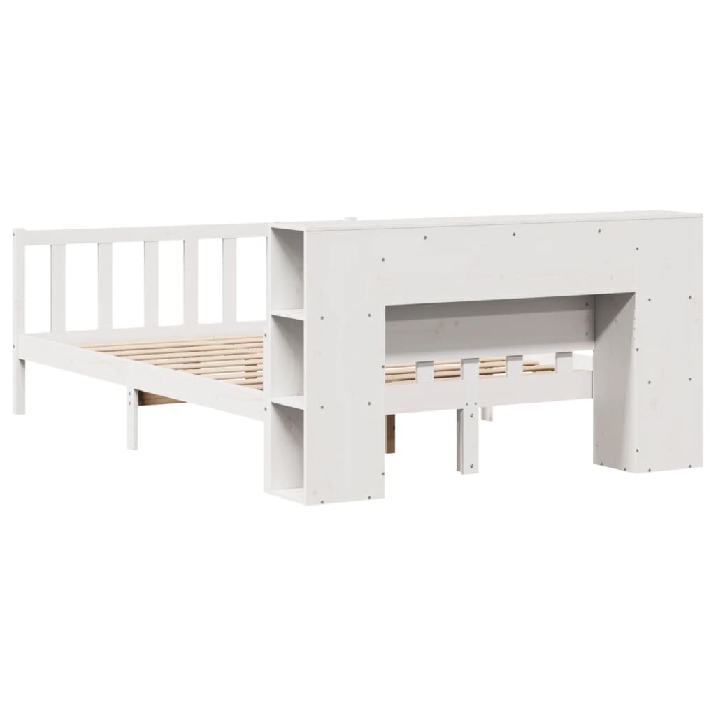 Bookcase Bed without Mattress White 160x200 cm Solid Wood Pine