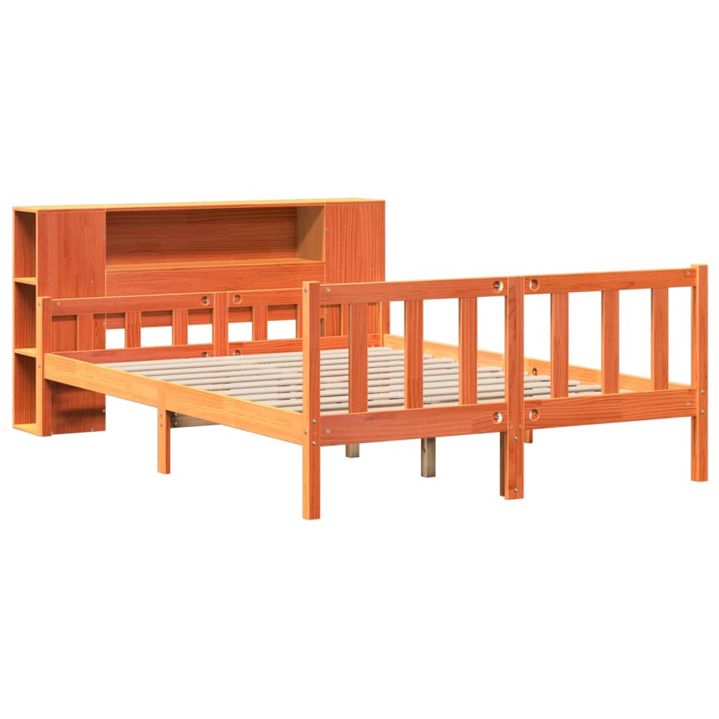 Bookcase Bed without Mattress Wax Brown 160x200 cm Solid Wood