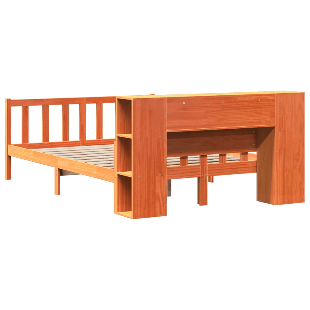 Bookcase Bed without Mattress Wax Brown 160x200 cm Solid Wood