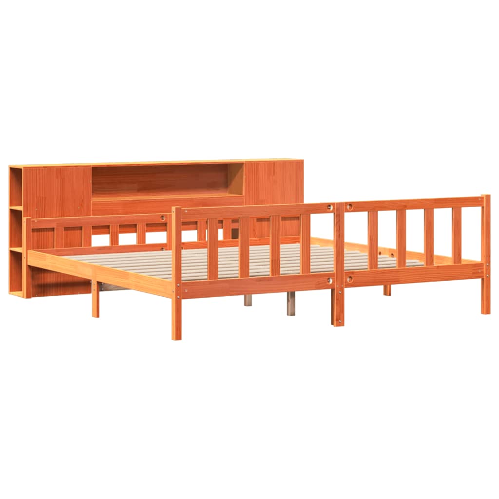 Bookcase Bed without Mattress Wax Brown 180x200 cm Super King Solid Wood