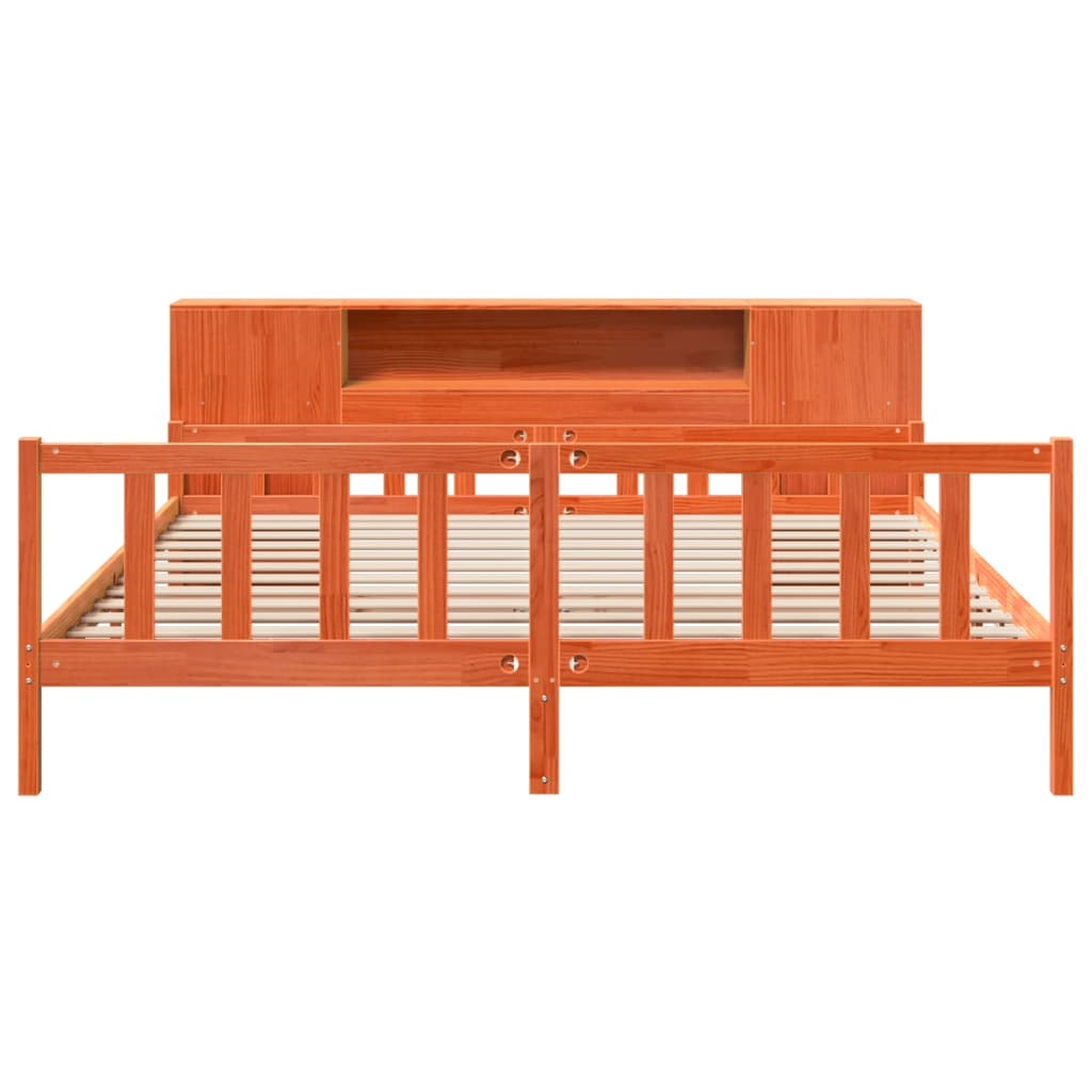 Bookcase Bed without Mattress Wax Brown 180x200 cm Super King Solid Wood
